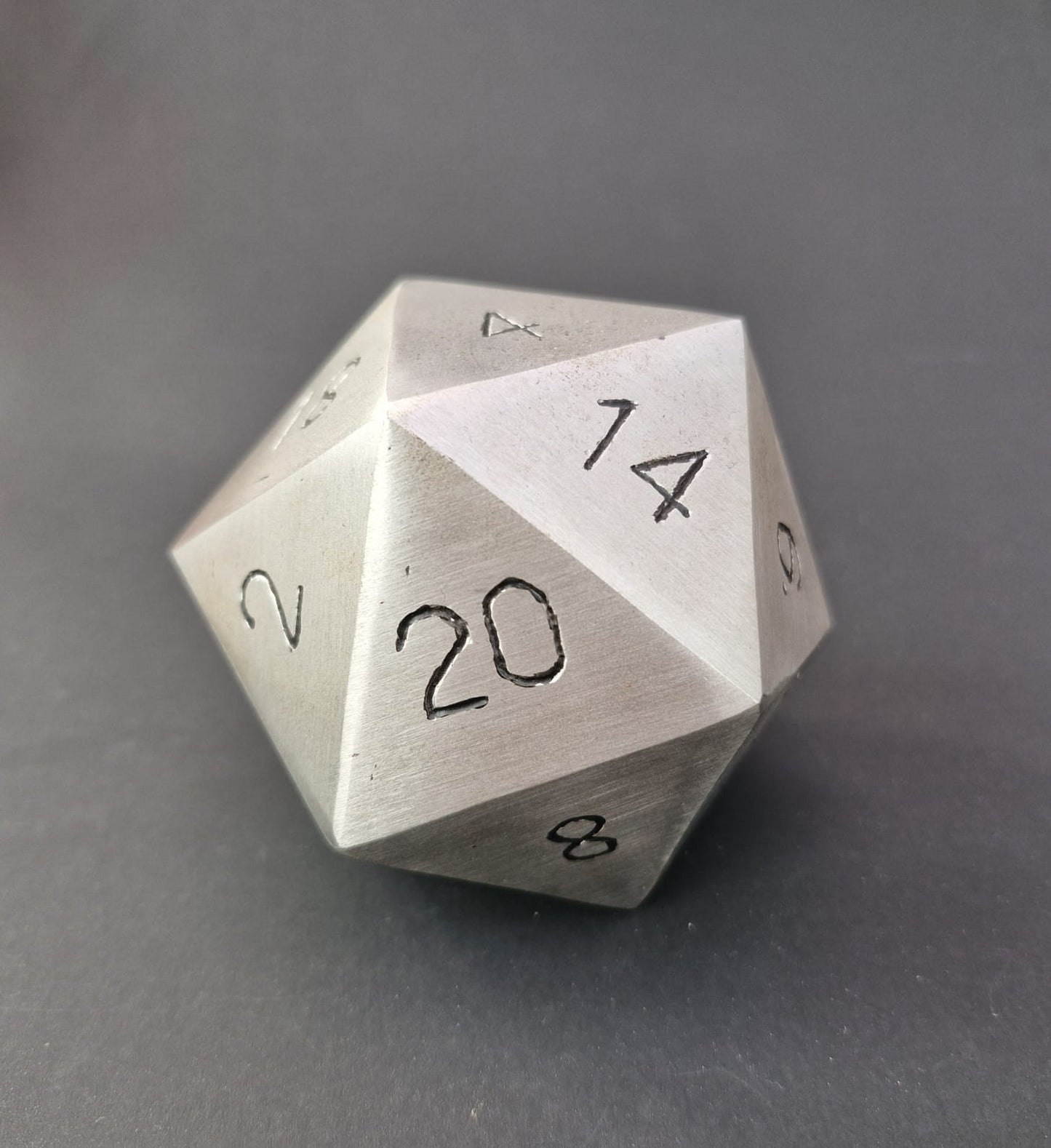 Palm sized Steel D20