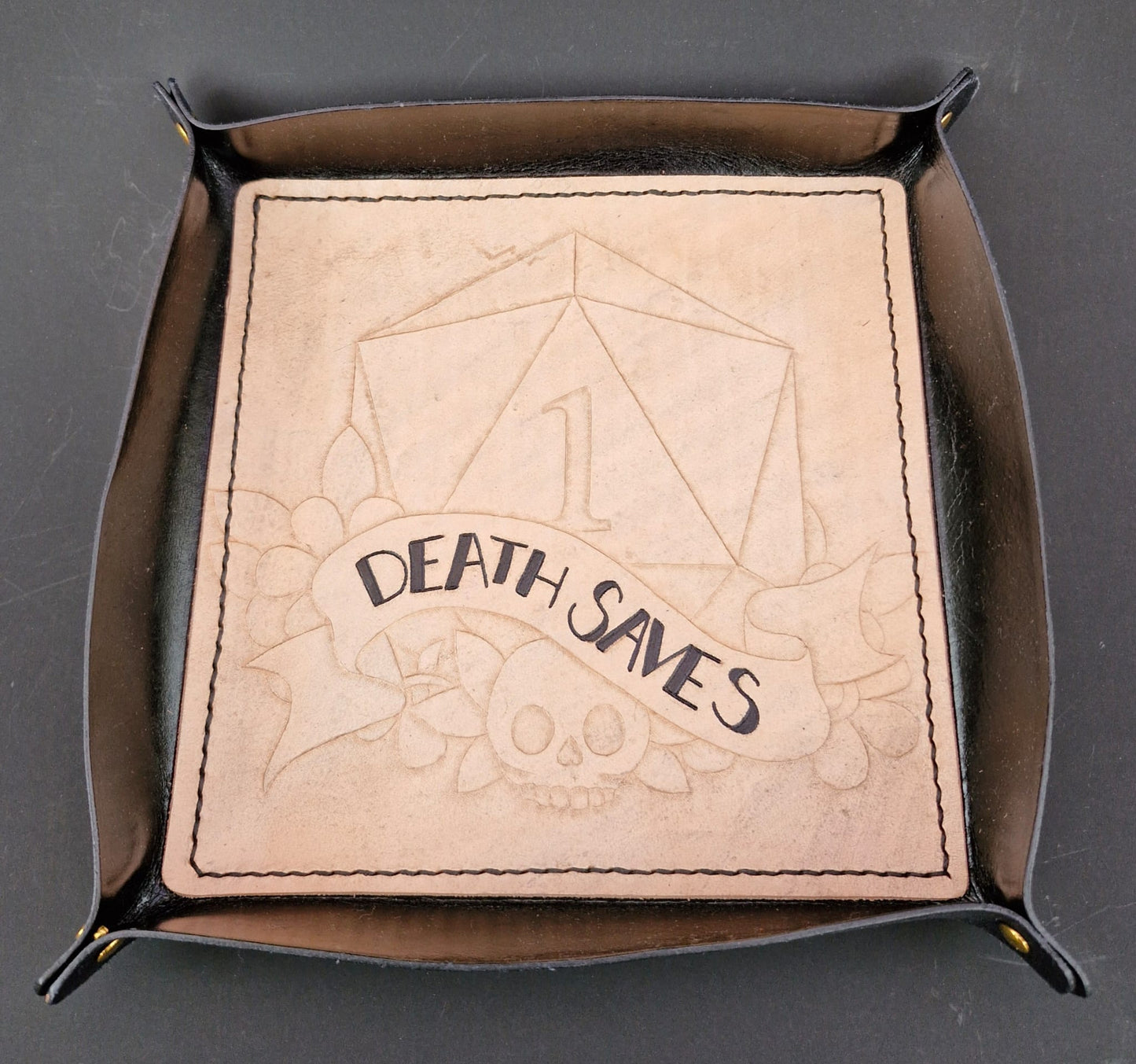 Death saves leather Dice tray