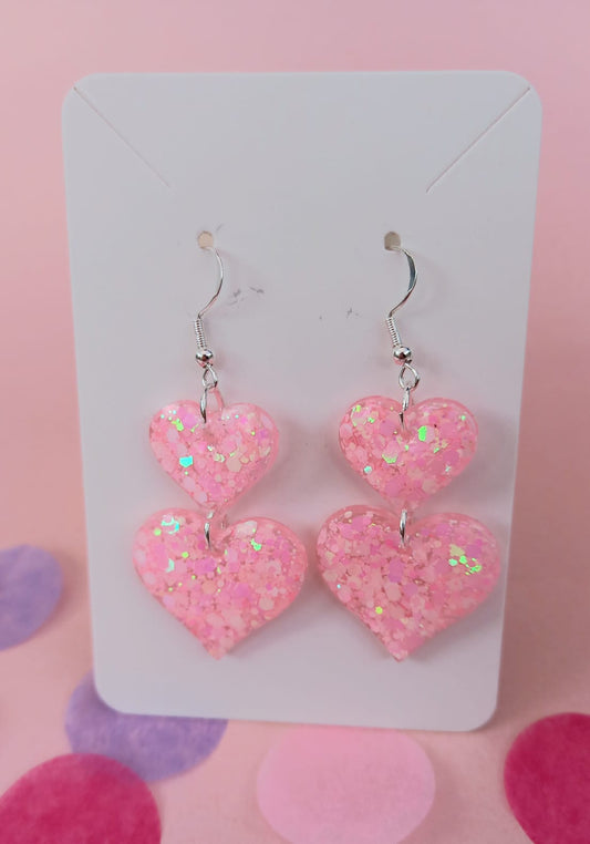Resin pink double earrings