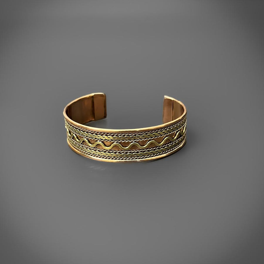 Decorated Wide Copper & Brass Cuff