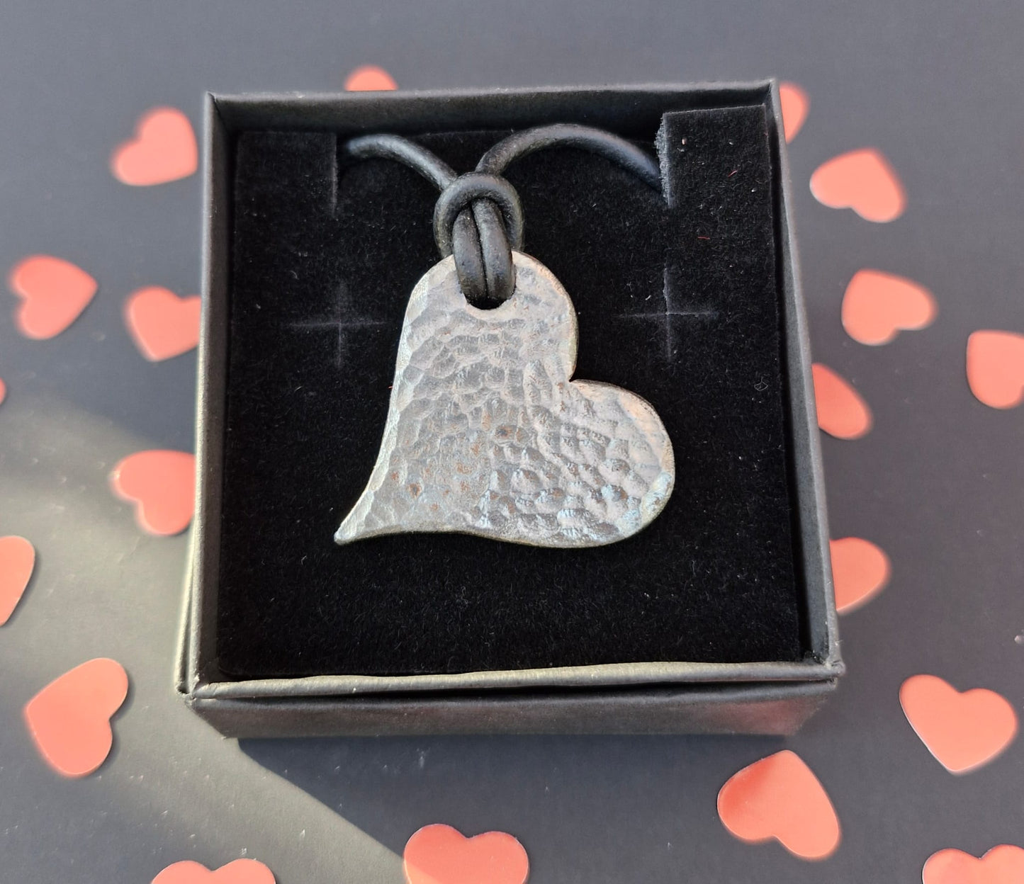 Hammered heart gift boxed